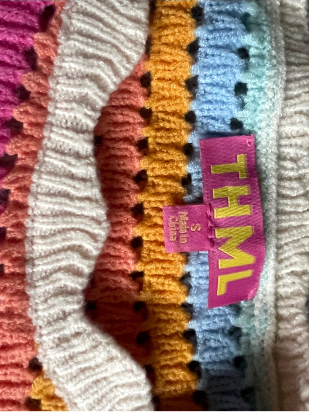 THML Pink and Multicolor Crochet-Style Knit Top - Picture 2 of 2